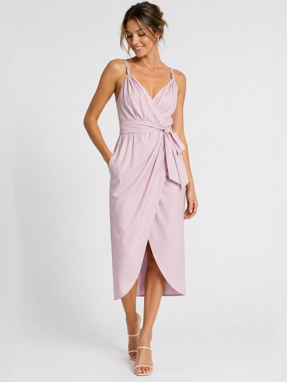 Rebecca Taylor Size 16 orchid pink whisper dress wrap midi wedding guest Summer